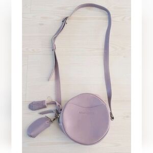 Portland Leather Goods Lavender Crossbody Bag W/ Detachable Zip Pouch